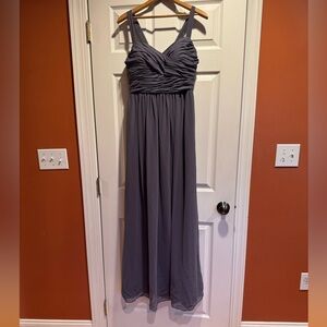 Bill Levkoff Grey Crepe Maxi Dress Sz 10